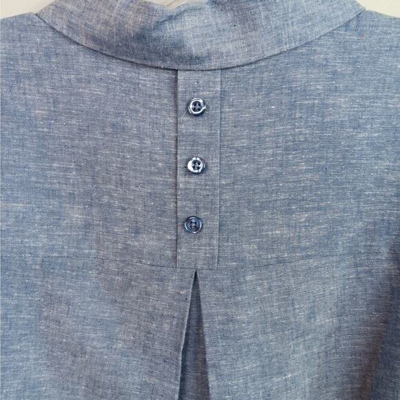 EUC CJ Banks Blue Linen and Cotton Blend Blouse with Lace Size 1X - Picture 8 of 10